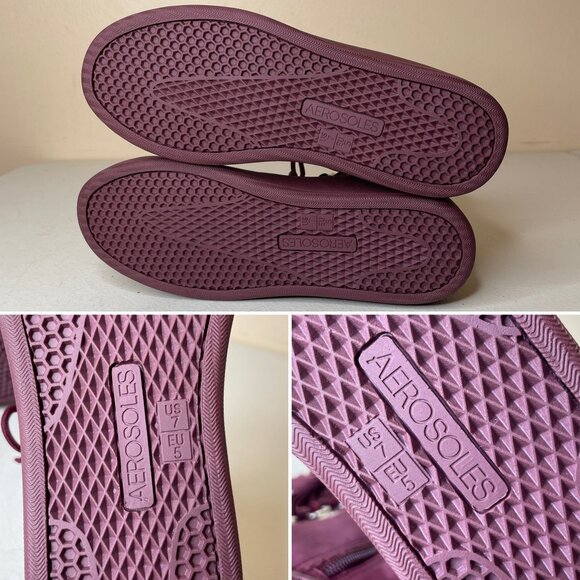 Aerosoles Nubuck Leather Wine Purple Ankle Boots Size 7 - Picture 15 of 16